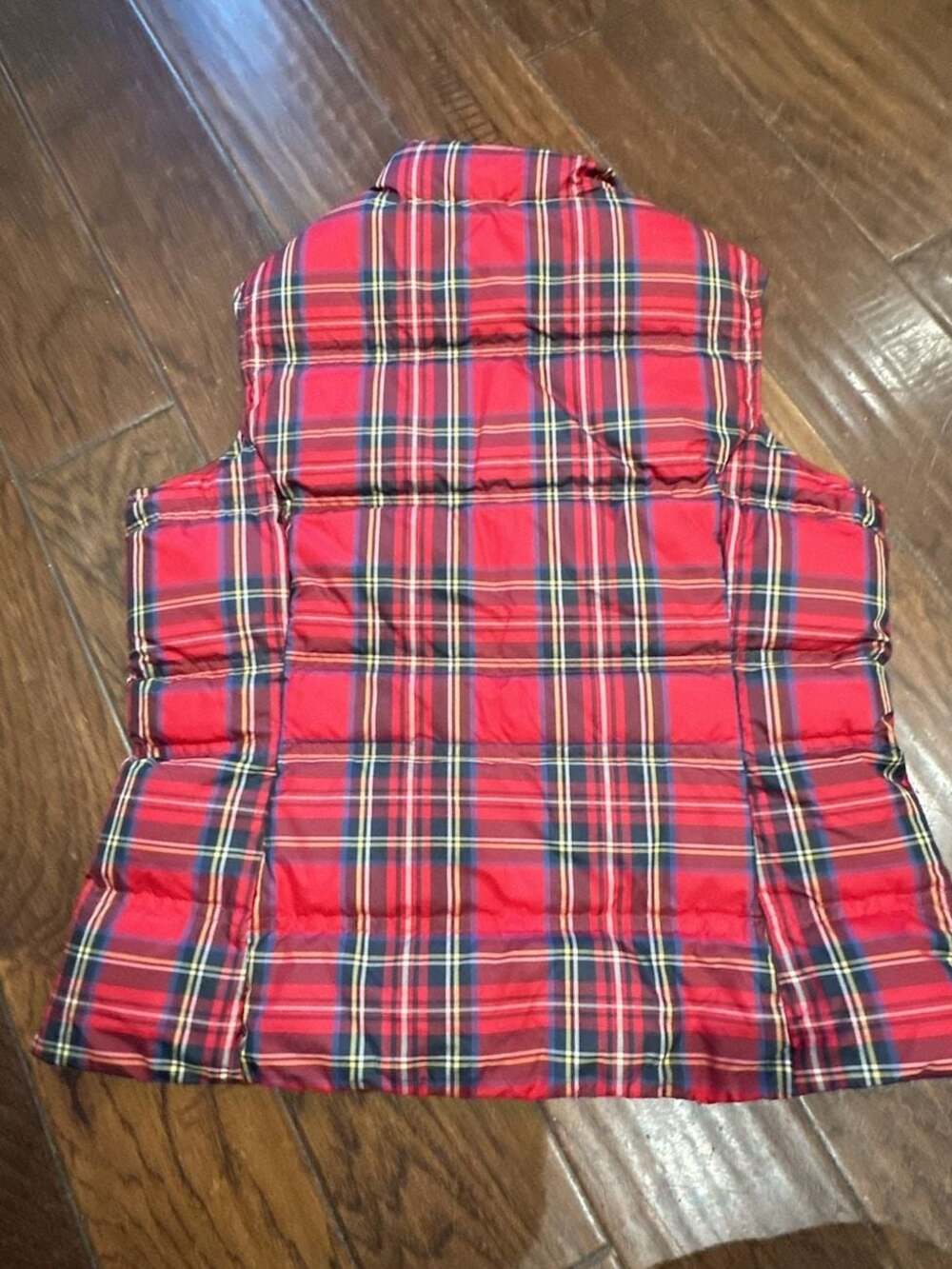 Lands' End Red Tartan Plaid Down Puffer Vest Size S 6-8 - Picture 5 of 6